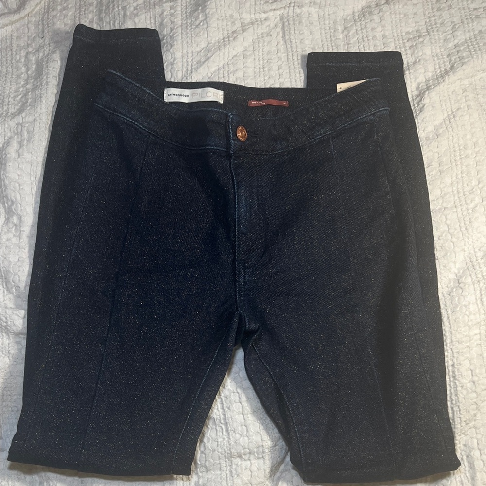 Pilcro high rise denim sparkly fabric denim leggings size 26